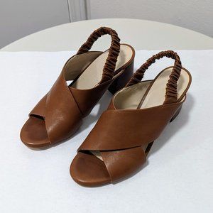 Cole Haan Leather Heeled Sandals w/ Elastic Back | Brown | 10B